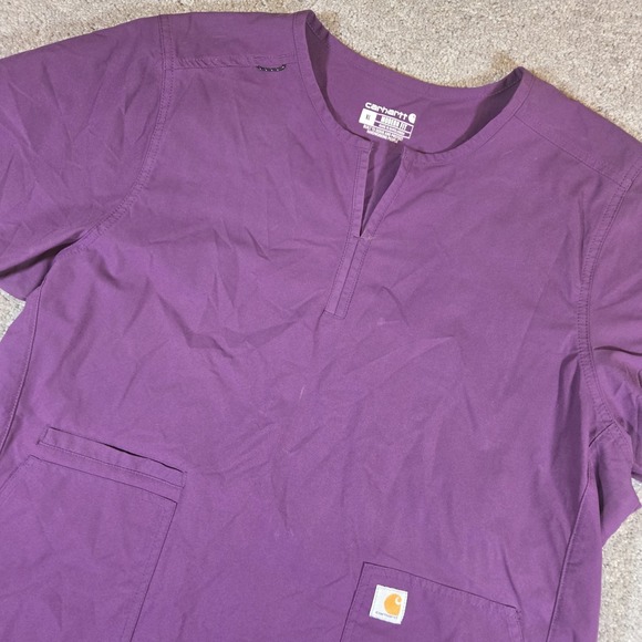 Carhartt Tops - Carhartt Force Purple Scrub Top Size XL Short Sleeve V Neck Pockets
